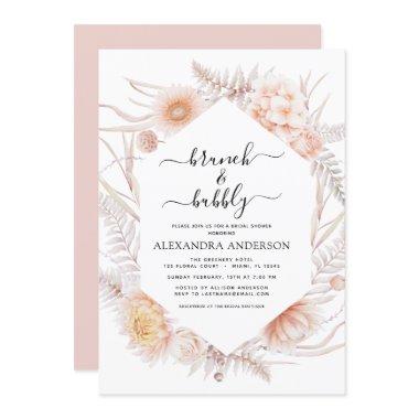 Boho Brunch & Bubbly Bridal Shower Dusty Pink Invi Invitations