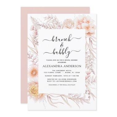 Boho Brunch & Bubbly Bridal Shower Dusty Pink Invitations