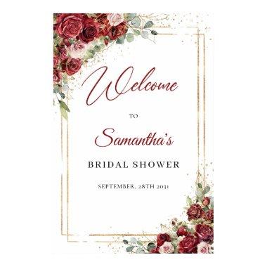 Boho burgundy and blush Bridal Shower Welcome Poster