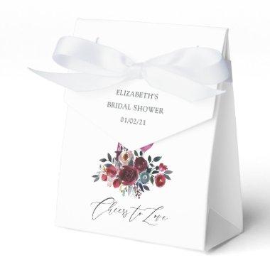 Boho Burgundy and Navy Wine Tasting Bridal Shower Favor Boxes