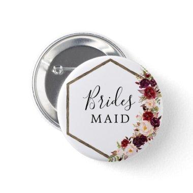 Boho Burgundy Bridal Party Button Bridesmaid