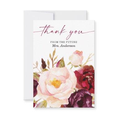 Boho Burgundy Floral Bridal Shower Thank You Invitations