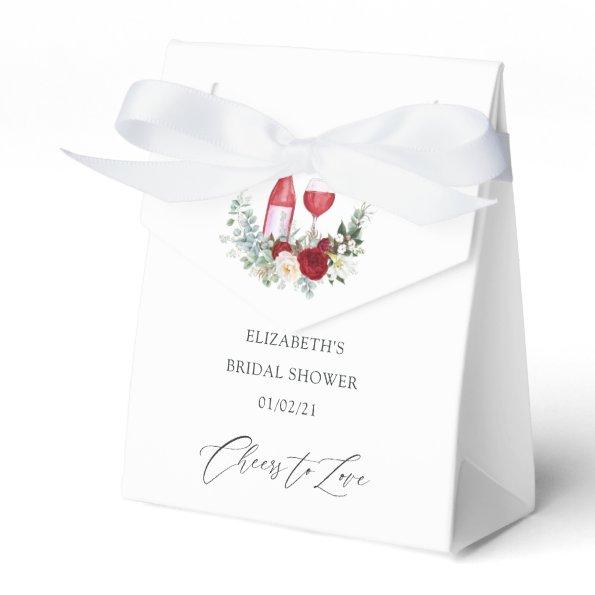 Boho Burgundy Floral Wine Tasting Bridal Shower Favor Box