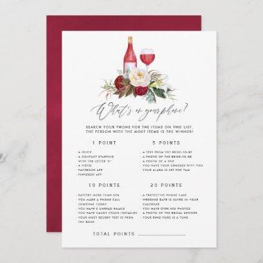 Boho Burgundy Floral Wine Tasting Bridal Shower Invitations