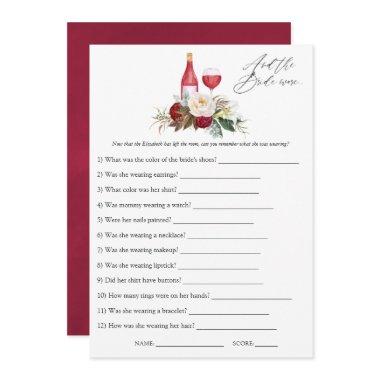 Boho Burgundy Floral Wine Tasting Bridal Shower Invitations