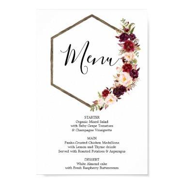 Boho Burgundy Menu or Bar Menu Sign