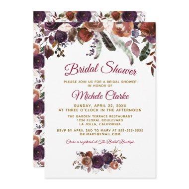 Boho Burgundy Watercolor Floral