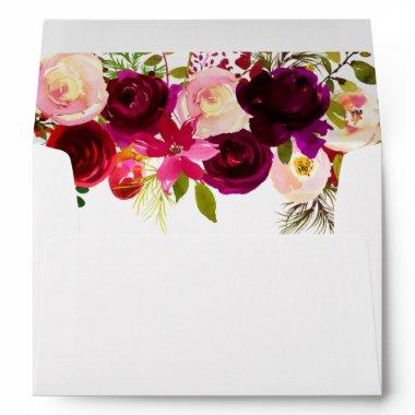 Boho Burgundy watercolor floral Envelope
