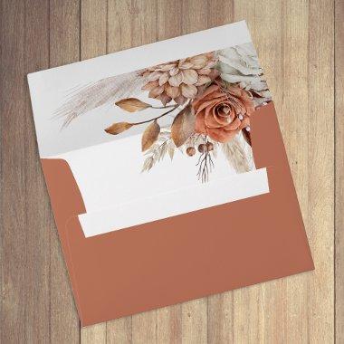 Boho Burnt Orange Floral & Pampas  In Envelope