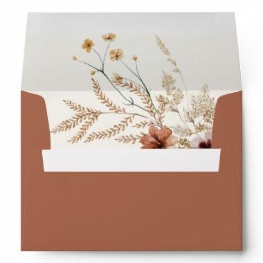 Boho Burnt Orange Wildflower Envelope