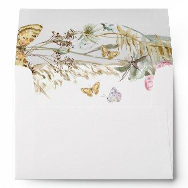 Boho Butterflies Lined with Return Address Envelope