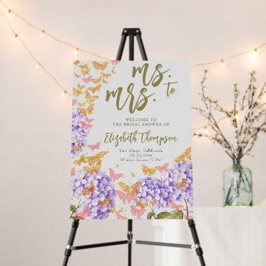 Boho Butterflies Ms to Mrs Bridal Shower Welcome Foam Board