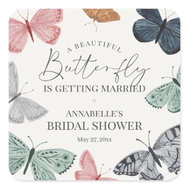 Boho Butterfly  Invite Envelope Favor Square Sticker