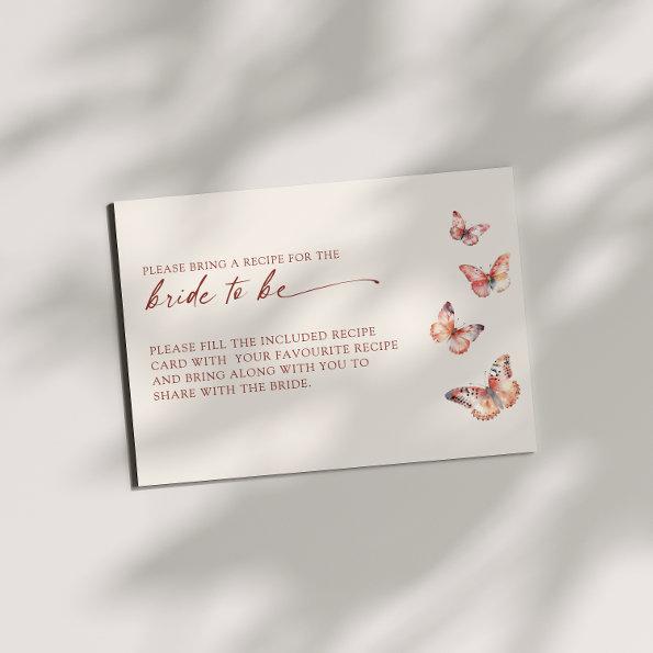 Boho Butterfly Bridal Shower Recipe Request Invitations