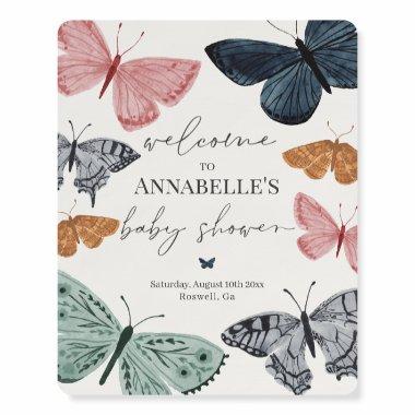 Boho Butterfly Enchanted Baby Shower Welcome Sign