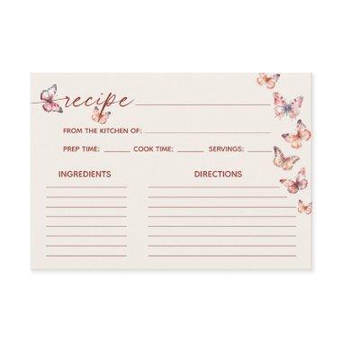 Boho Butterfly Recipe Bridal Shower Enclosure Invitations