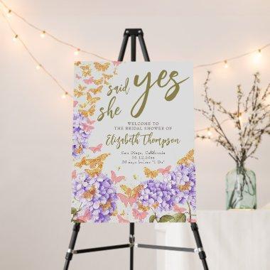 Boho Butterfly She Said Yes Bridal Shower Welcome Foam Board