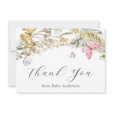 Boho Butterfly Shower Thank You Note Invitations