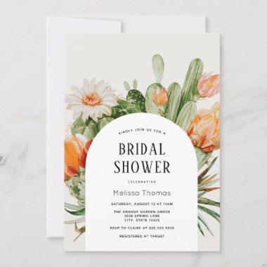 Boho Cactus Arch Bridal Shower Invitations