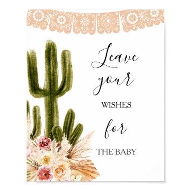 Boho Cactus Baby Shower Wishes for Baby Sign