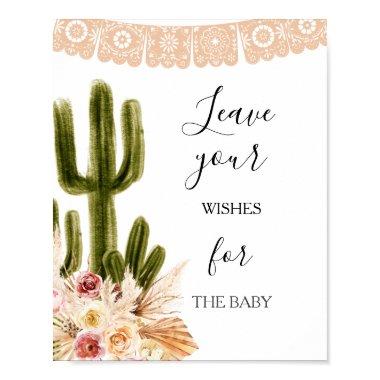 Boho Cactus Baby Shower Wishes for Baby Sign