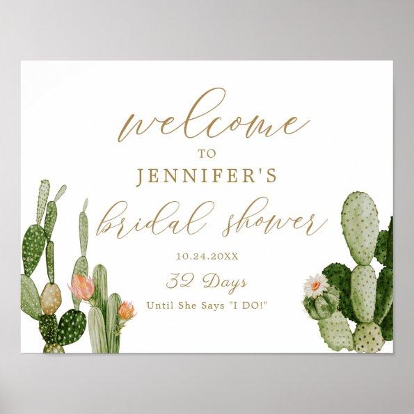 Boho Cactus Desert Bridal Shower Welcome Poster