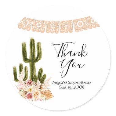 Boho Cactus Floral Bridal Shower Thank You Sticker