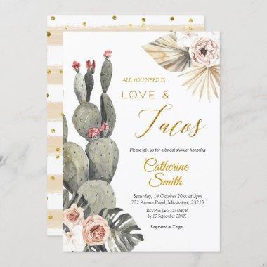 Boho Cactus Love and Tacos Bridal Shower Invitatio Invitations