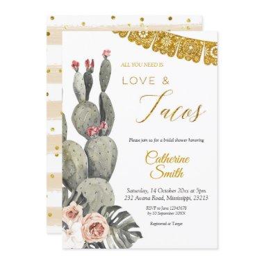 Boho Cactus Love and Tacos Bridal Shower Invitations