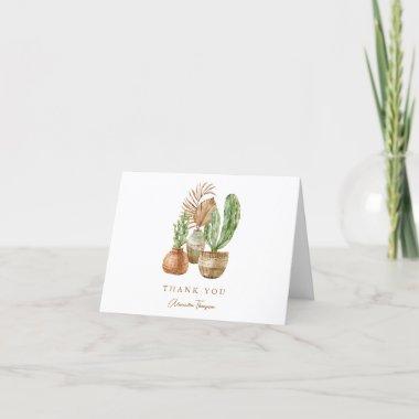 Boho Cactus Pampas Plant Bridal Shower Name Folded Thank You Invitations