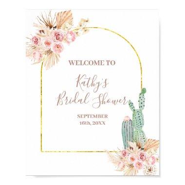 Boho Cactus Pink Flower Bridal Shower Welcome Sign