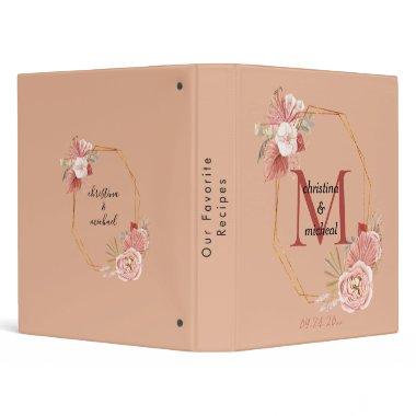 Boho Caramel-Tone Floral Collage 3 Ring Binder