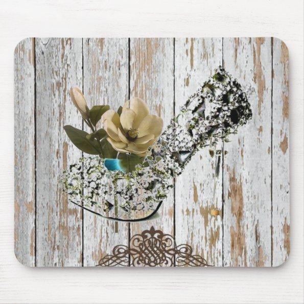 boho chic barn wood rustic country wedding mouse pad