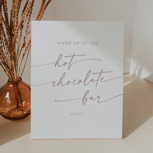 Boho Chic Blush Pink Hot Chocolate Bar Pedestal Sign