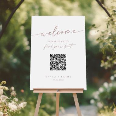 Boho Chic Blush Pink QR Code Seating Chart Foam Board