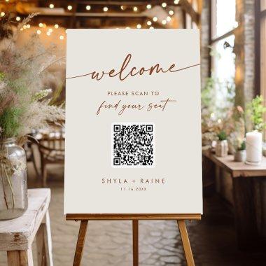 Boho Chic Bohemian Cream QR Code Seating Chart Foam Board
