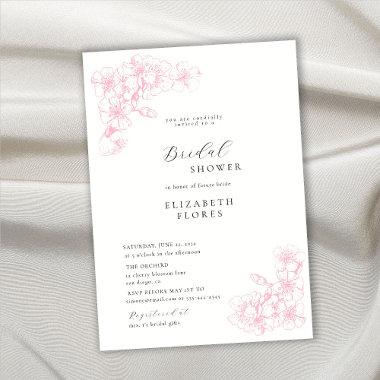Boho Chic Cherry Blossom Pink Floral Bridal Shower Invitations