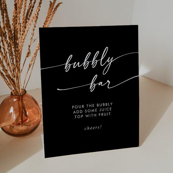 Boho Chic COLOR EDITABLE Bubbly Bar Wedding Pedestal Sign