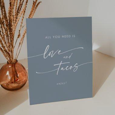 Boho Chic Dusty Blue Love Taco Bar Wedding Pedestal Sign