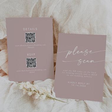 Boho Chic Dusty Rose Pink QR Code Details  RSVP Card