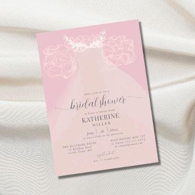 Boho Chic Elegant Dress Pink Ruffles Bridal Shower Invitations