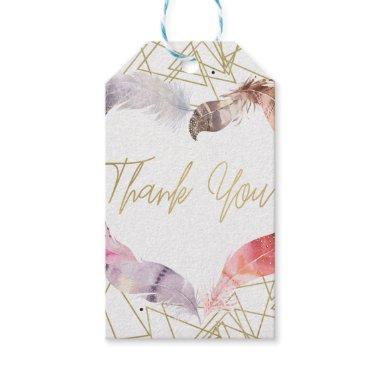 Boho Chic Feather Heart Glam Custom Party Favor Gift Tags