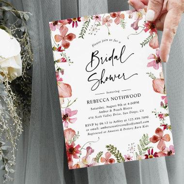 Boho Chic Floral Botanical Bridal Shower Brunch Invitations