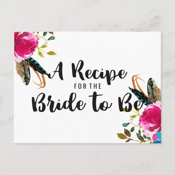 Boho Chic Floral Bouquet Bridal Shower Recipe Invitations
