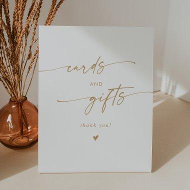Boho Chic Gold and White Wedding  and Gifts Pedestal Sign
