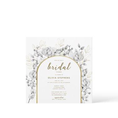 Boho Chic Gold Arch Modern Floral Bridal Shower Invitations