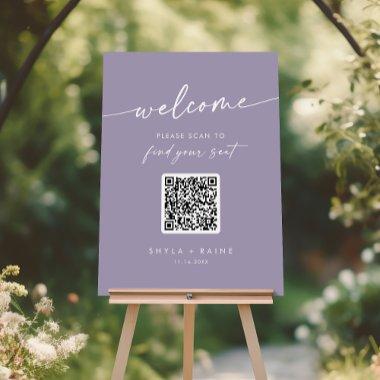 Boho Chic Lavender Purple QR Code Seating Chart Foam Board