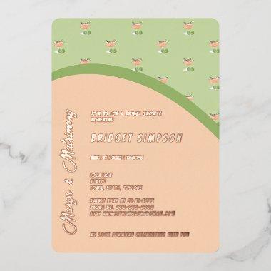 boho chic margs and matrimony bridal shower foil Invitations