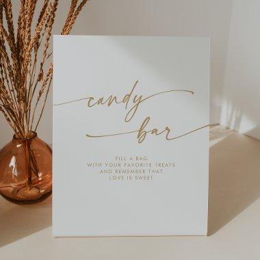 Boho Chic Modern Gold and White Candy Bar Wedding Pedestal Sign