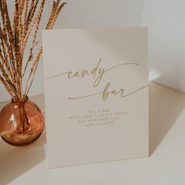 Boho Chic Modern Vintage Gold Candy Bar Wedding Pedestal Sign